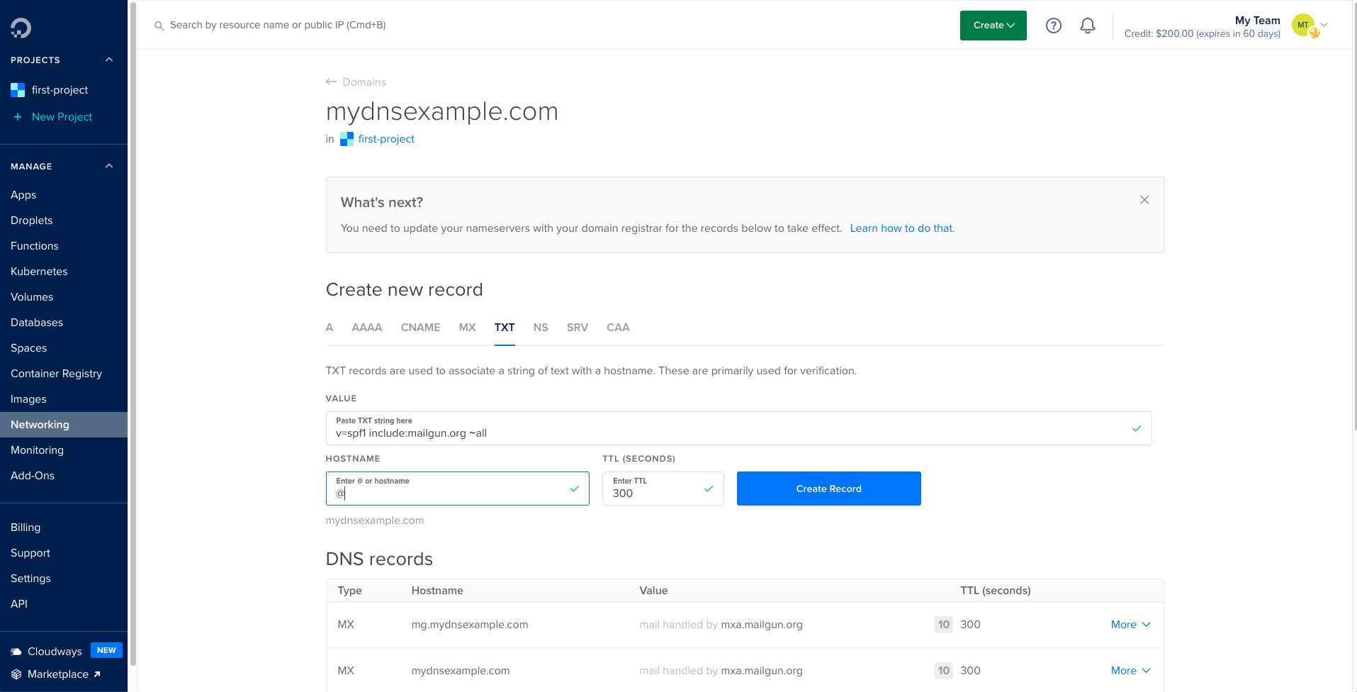 DigitalOcean DNS Setup Guide – Mailgun Help Center