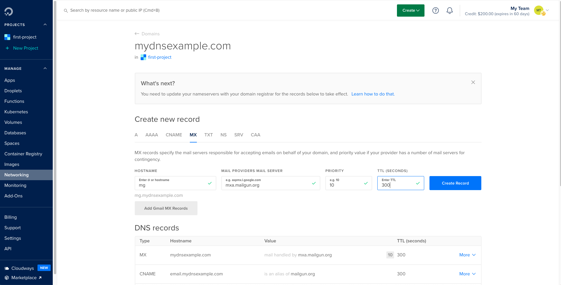 DigitalOcean DNS Setup Guide Mailgun Help Center